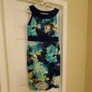 Beautiful blue+green floral dress